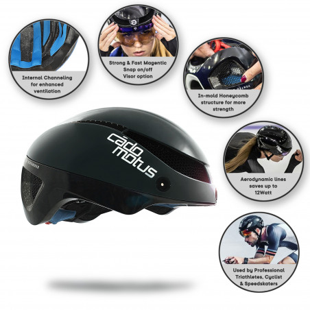 AERO CADOMOTUS OMEGA HELMET WITHOUT VISOR - BLACK