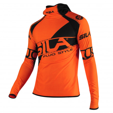 MAILLOT RUNNING HIVER MANCHES LONGUES ORANGE - SILA FLUO STYLE 3