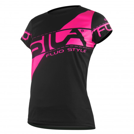 MAILLOT RUNNING FEMME - SILA FLUO STYLE 3 ROSE - Manches courtes
