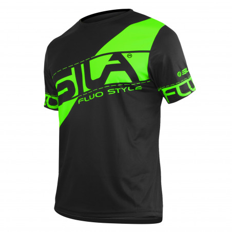 MAILLOT RUNNING HOMME - SILA FLUO STYLE 3 VERT - Manches courtes